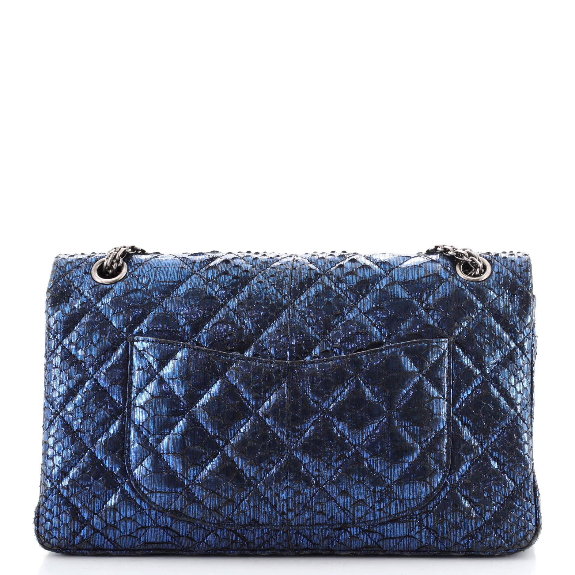 Purple Chanel Reissue 2.55 Flap Bag Quilted Metallic Python 226