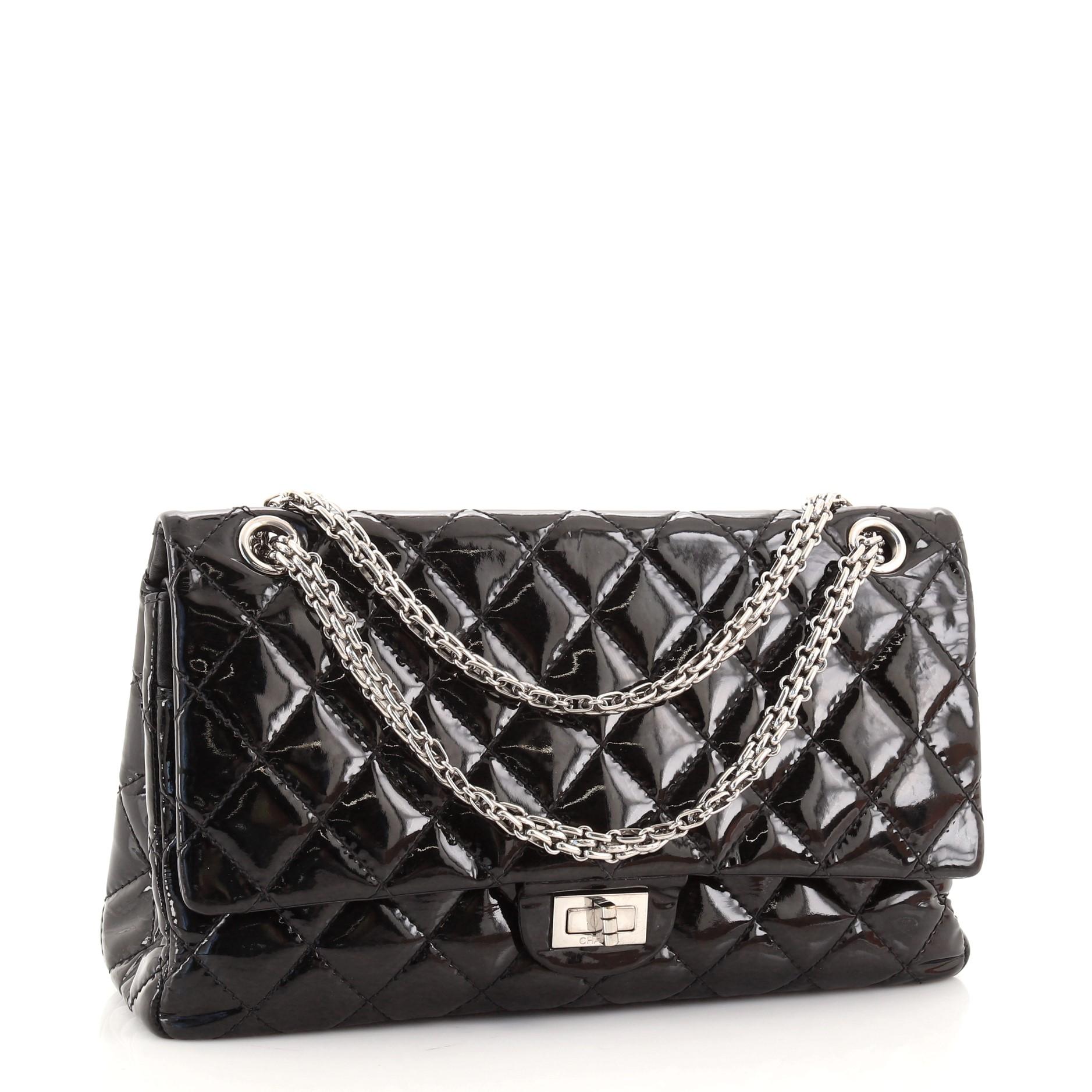 Black Chanel Reissue 2.55 Flap Bag Quilted Patent 226