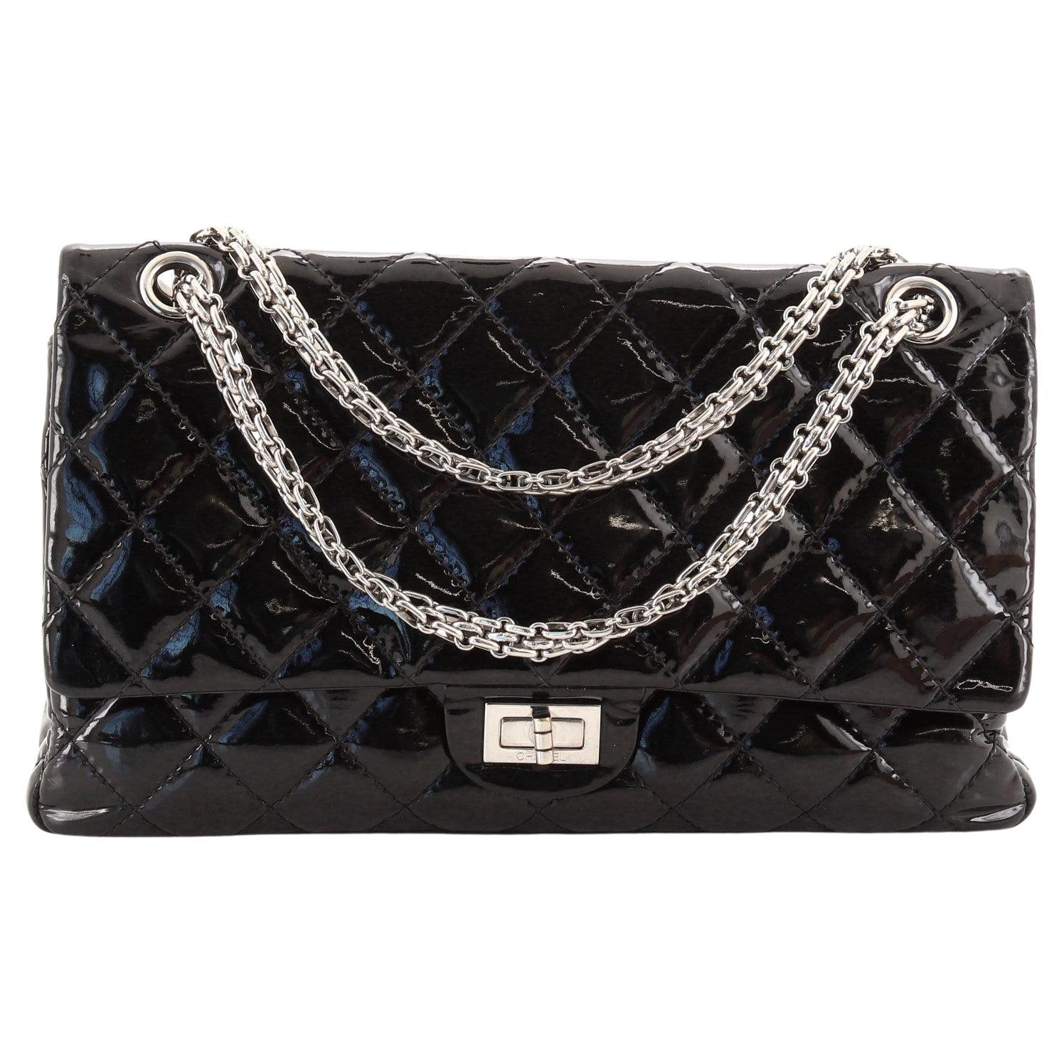 CHANEL Patent Calfskin Quilted 2.55 Reissue Mini Flap So Black