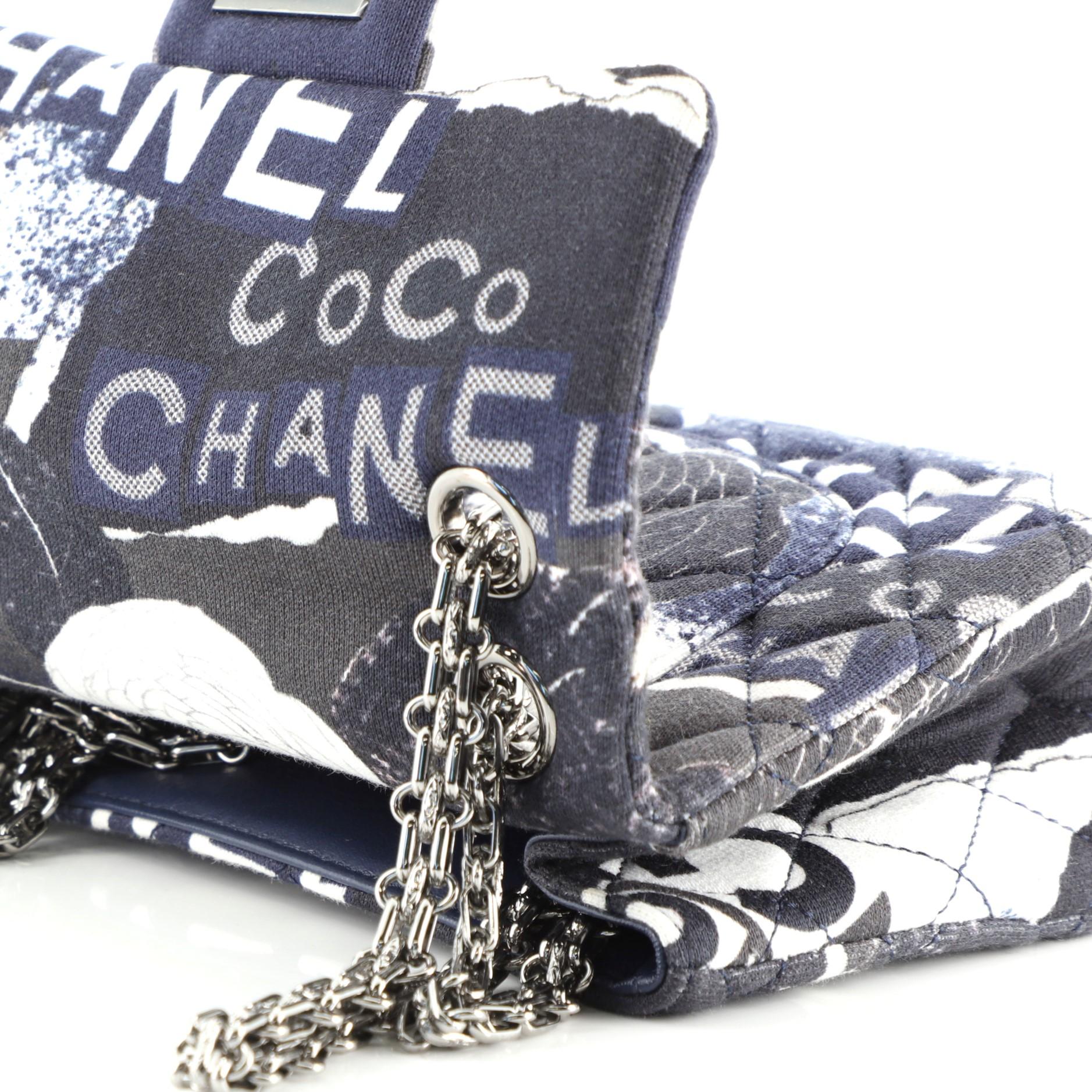Chanel Reissue 2.55 Klappentasche aus gestepptem, bedrucktem Jersey Mini 3
