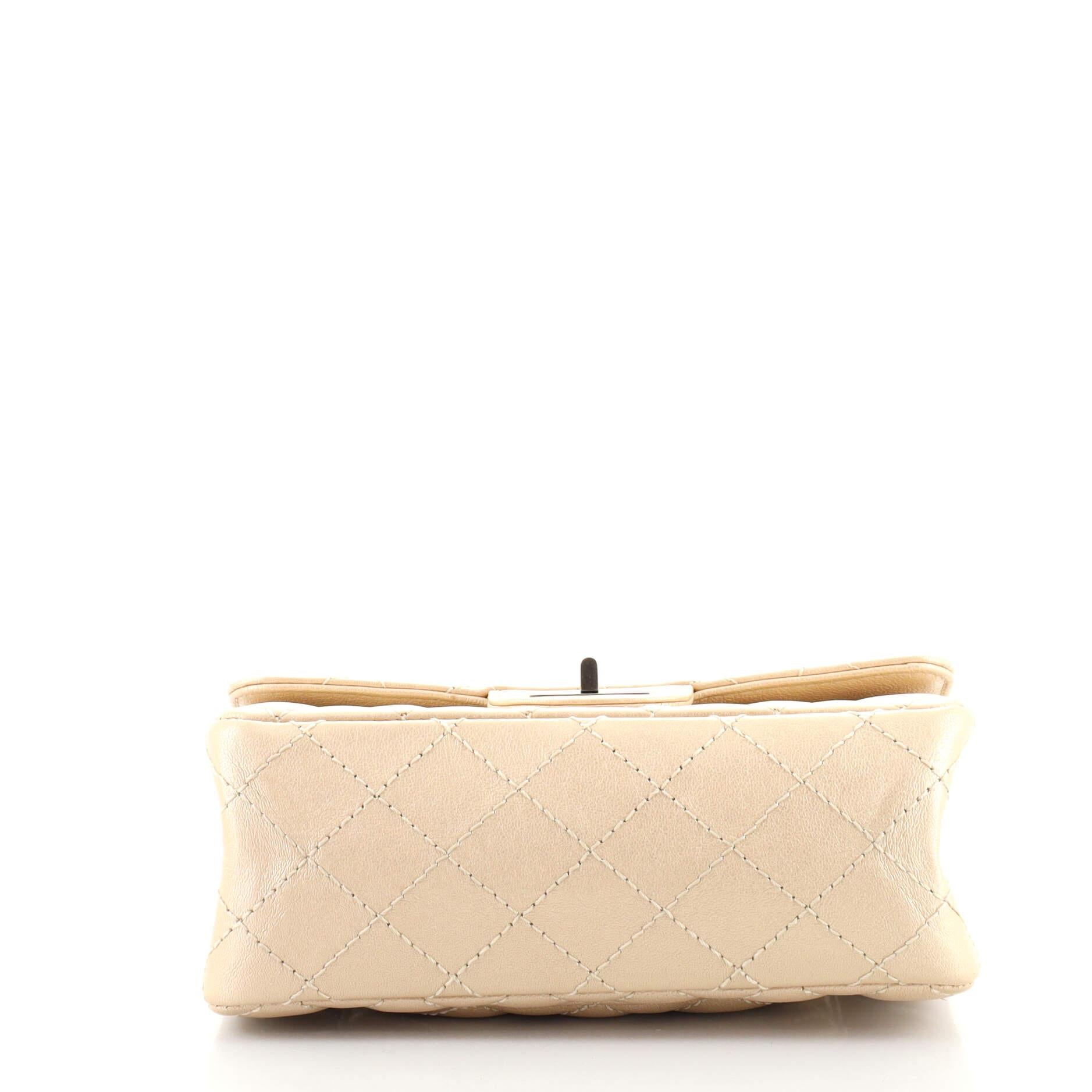 Beige Chanel Reissue 2.55 Flap Bag Quilted Sheepskin Mini