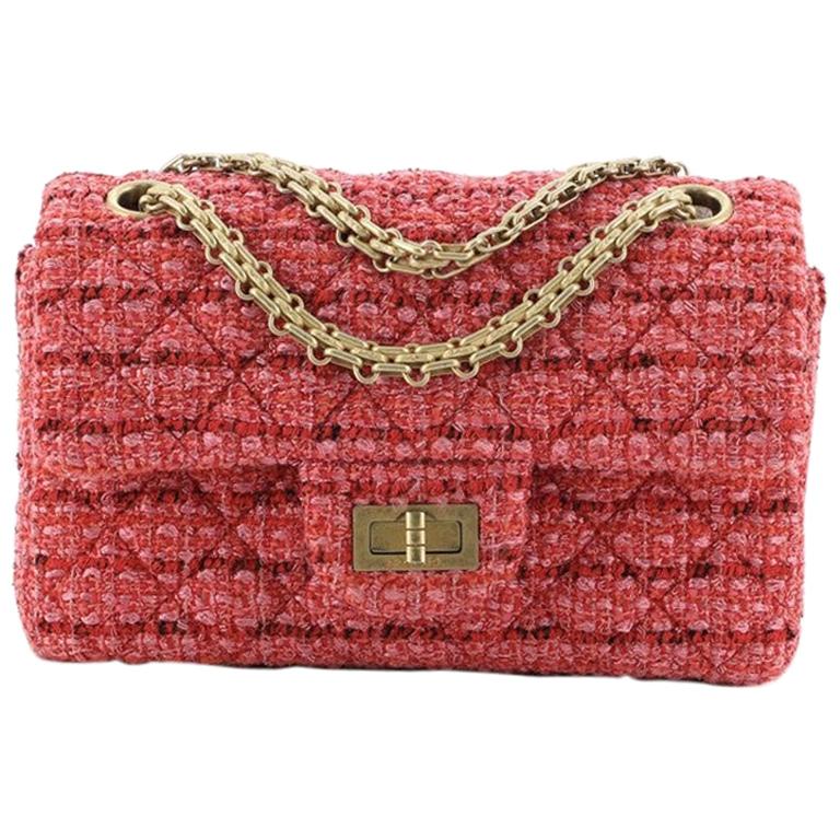 CHANEL Tweed Quilted 2.55 Reissue Mini Flap Coral | FASHIONPHILE