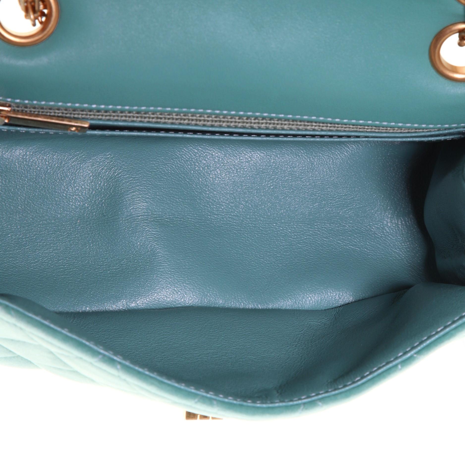 Blue Chanel Reissue 2.55 Flap Bag Quilted Velvet Mini