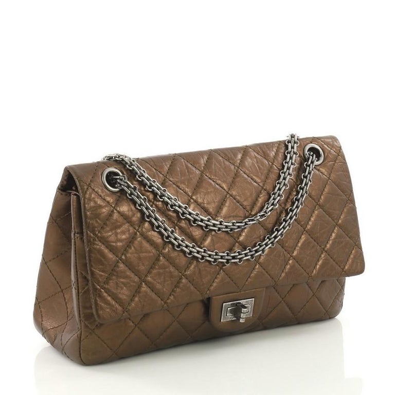 Chanel Reissue 2.55 Handbag Quilted Metallic Aged Calfskin 22 at 1stdibs