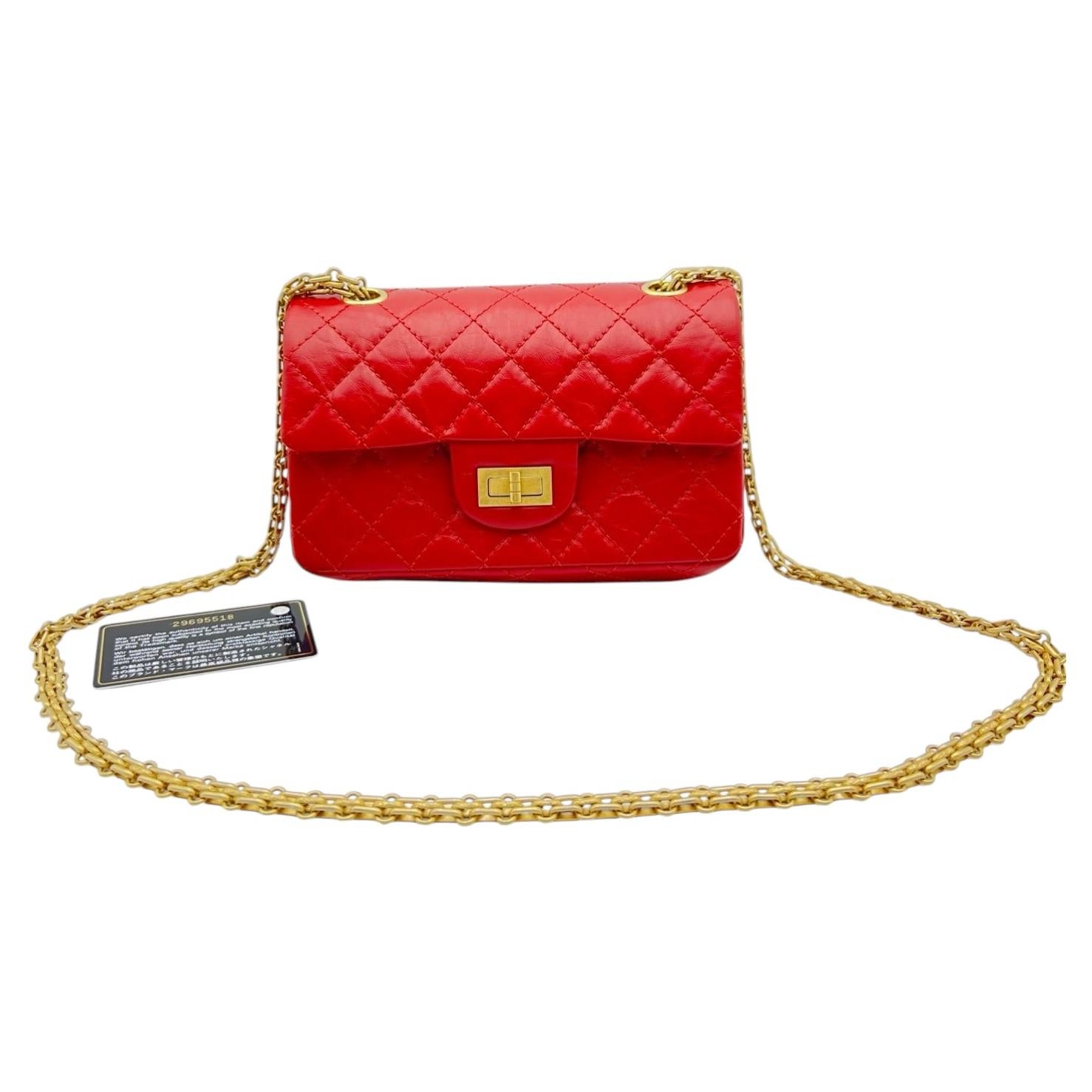 CHANEL Reissue 2.55 Mini Flap Bag Red Quilted Calfskin