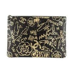 Chanel Reissue 2.55 O Case Clutch Graffiti Crocodile Embossed Calfskin Large