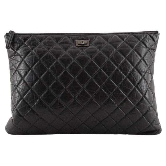 Chanel Reissue 2.55 O Case Clutch Quilted Leather Large