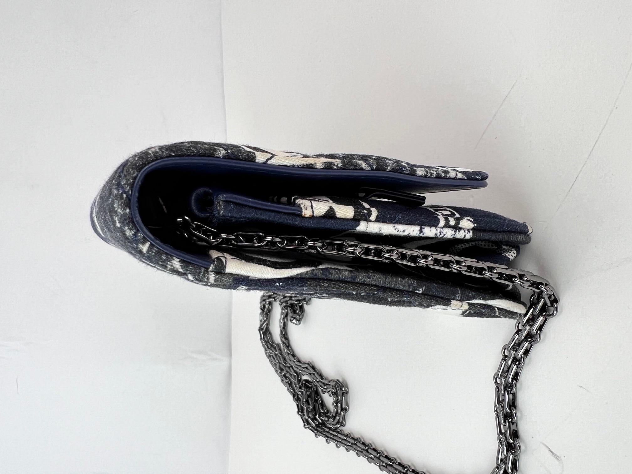 Chanel Reissue 2.55 Quilted Printed Canvas Limited Edition Wallet on a Chain Bag For Sale 7
