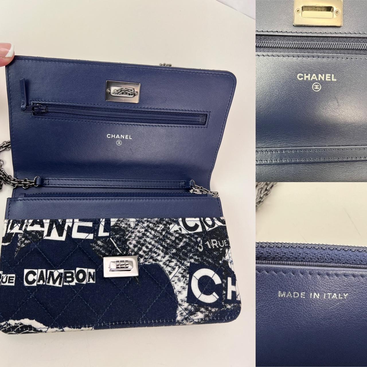 Black Chanel Reissue 2.55 Quilted Printed Canvas Limited Edition Wallet on a Chain Bag For Sale