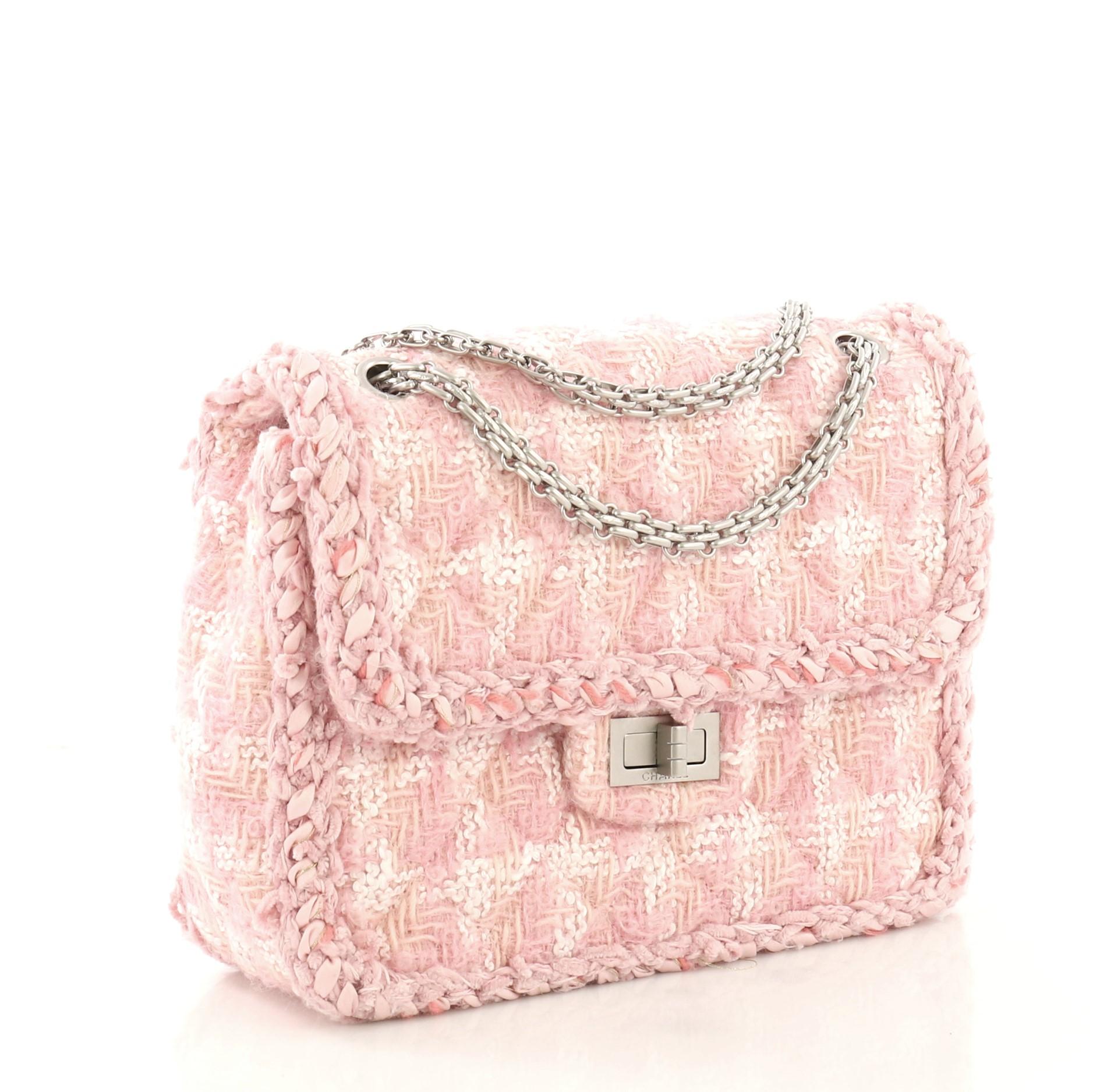 Beige Chanel Reissue 2.55 Square Handbag Quilted Tweed