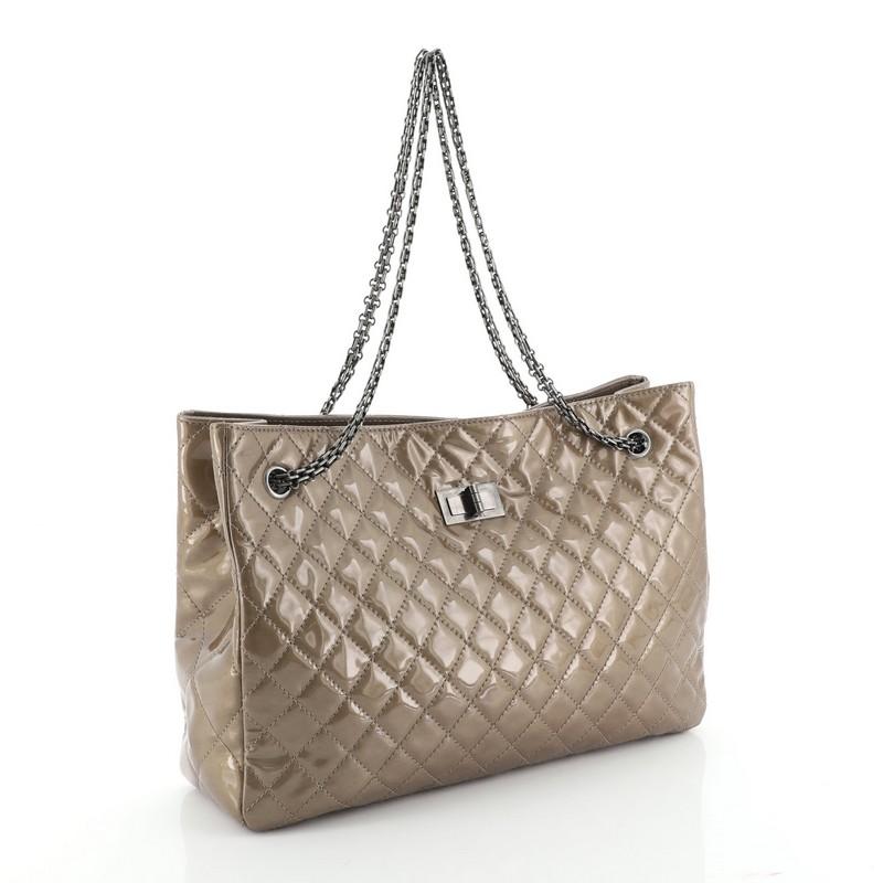 Brown Chanel Reissue 2.55 Tote Quilted Patent Large