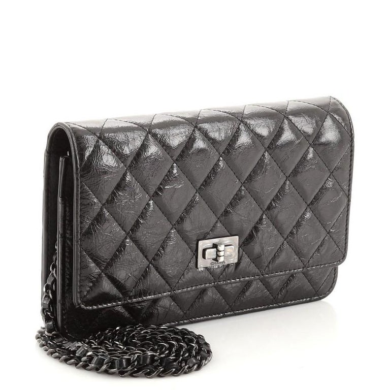 So Black Reissue 2.55 Wallet on Chain Quilted Glazed Aged Calfskin