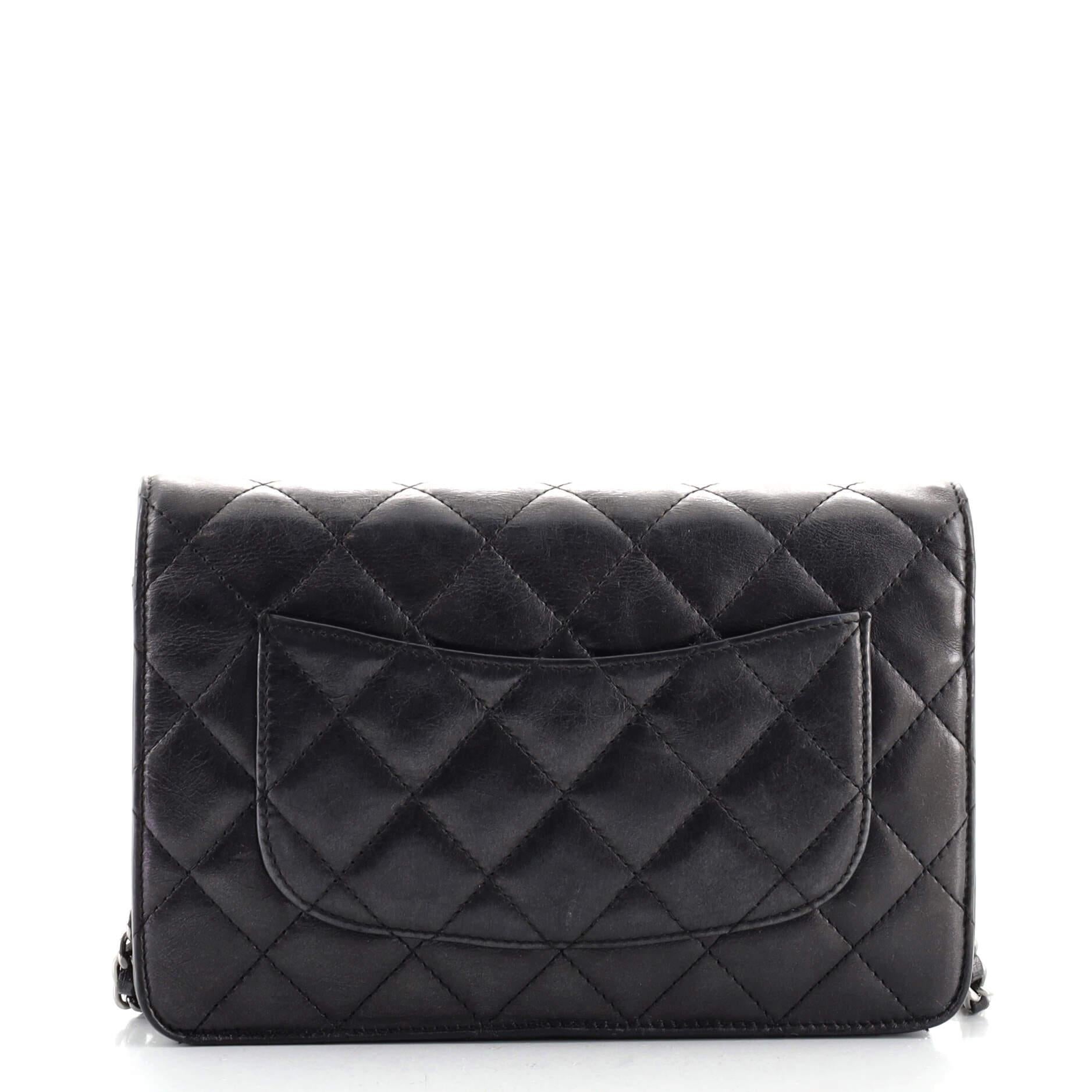 Black Chanel Reissue 2.55 Wallet on Chain Quilted Aged Calfskin