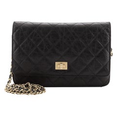 Chanel Reissue 2.55 Portemonnaie an Kette Gesteppt Gealtertes Kalbleder