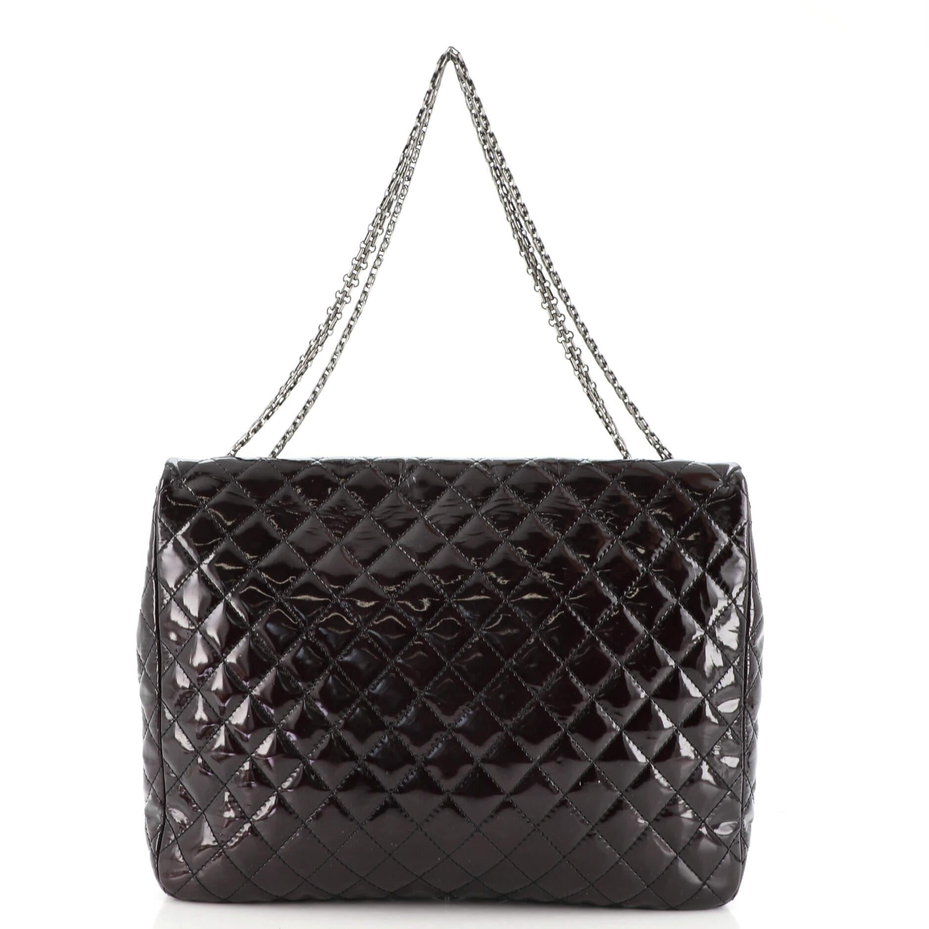 Black Chanel Reissue Flap Bag Quilted Patent XL