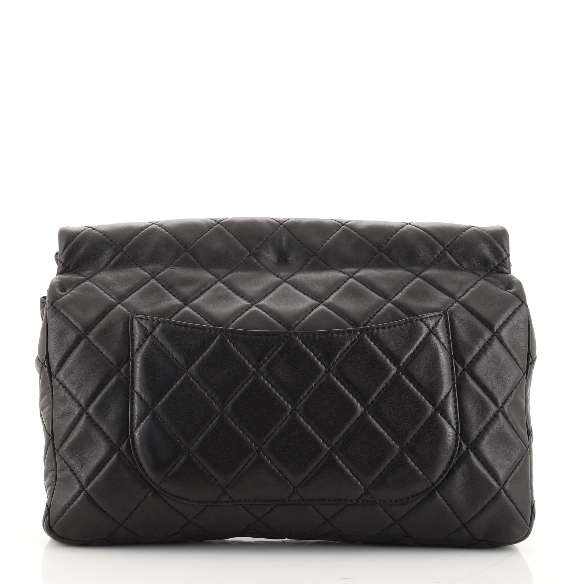 Black Chanel Reissue Roll Clutch Quilted Lambskin Jumbo