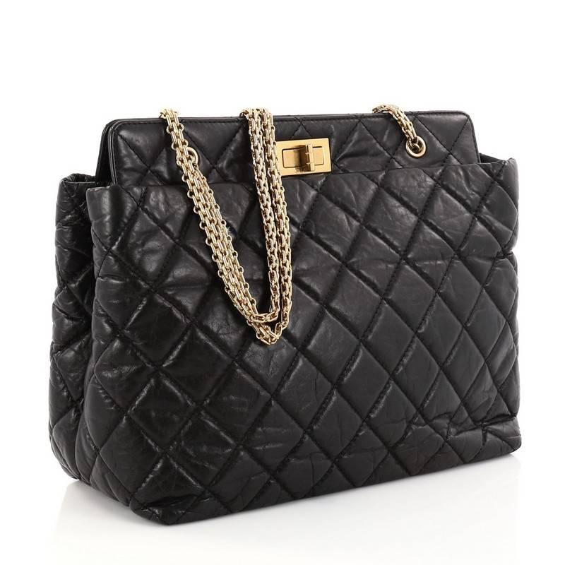Black Chanel Reissue Tote Quilted Aged Calfskin Large