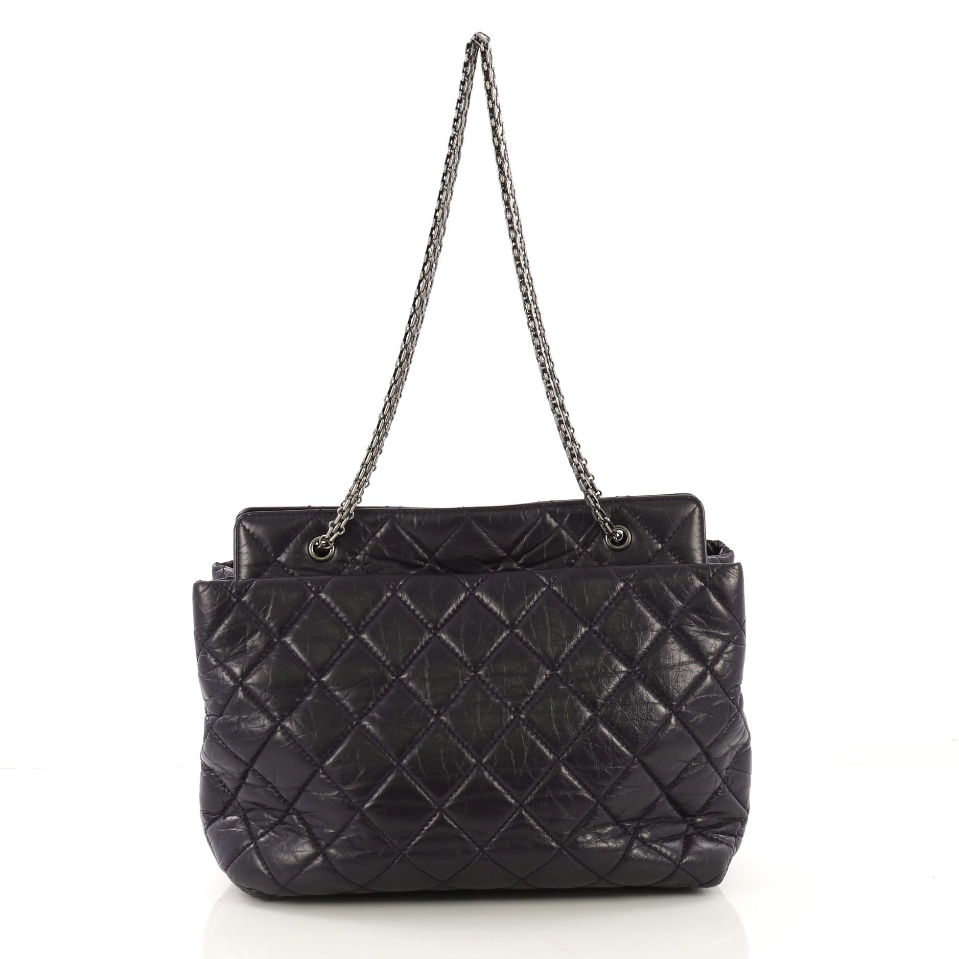 Black Chanel Reissue Tote Quilted Aged Calfskin Large