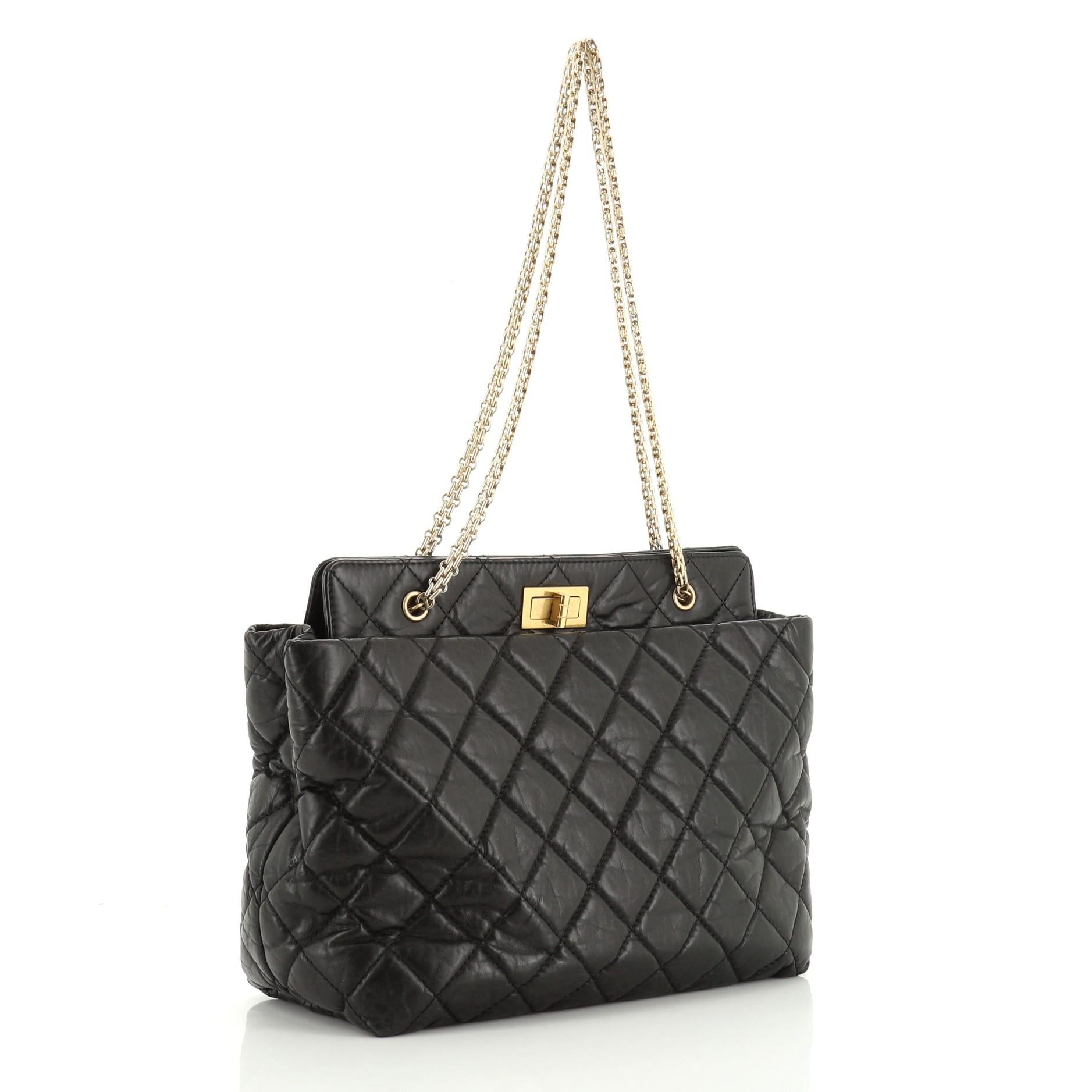 Black Chanel Reissue Tote Quilted Aged Calfskin Medium,