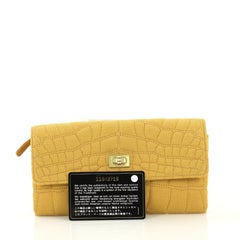 Chanel Reissue Trifold Wallet Crocodile Embossed Jersey Long