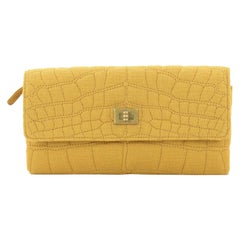 Chanel Reissue Trifold Wallet Crocodile Embossed Jersey Long