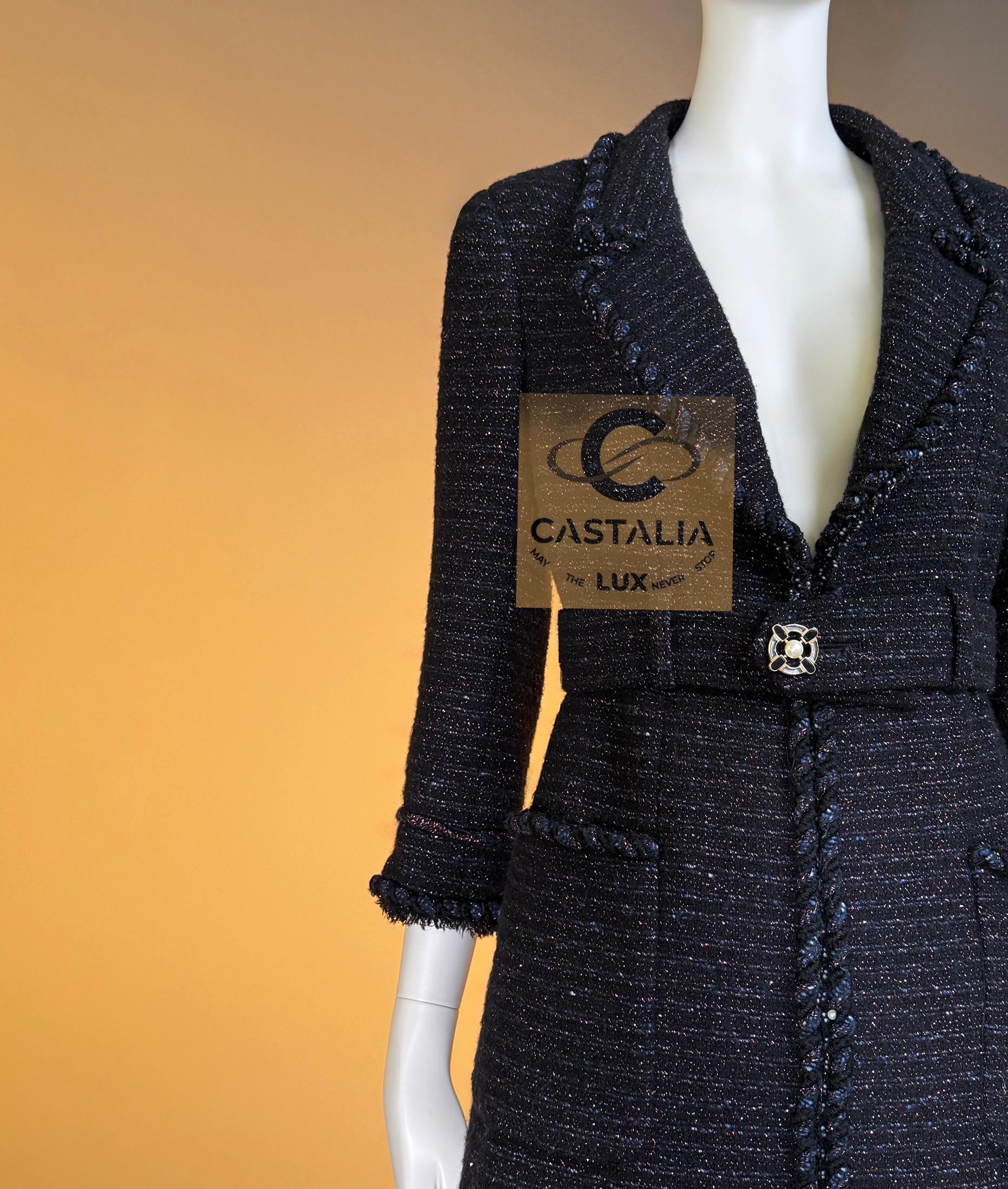 CHANEL Relic Paris / MONACO Chaqueta de tweed negra 36 FR en venta 5