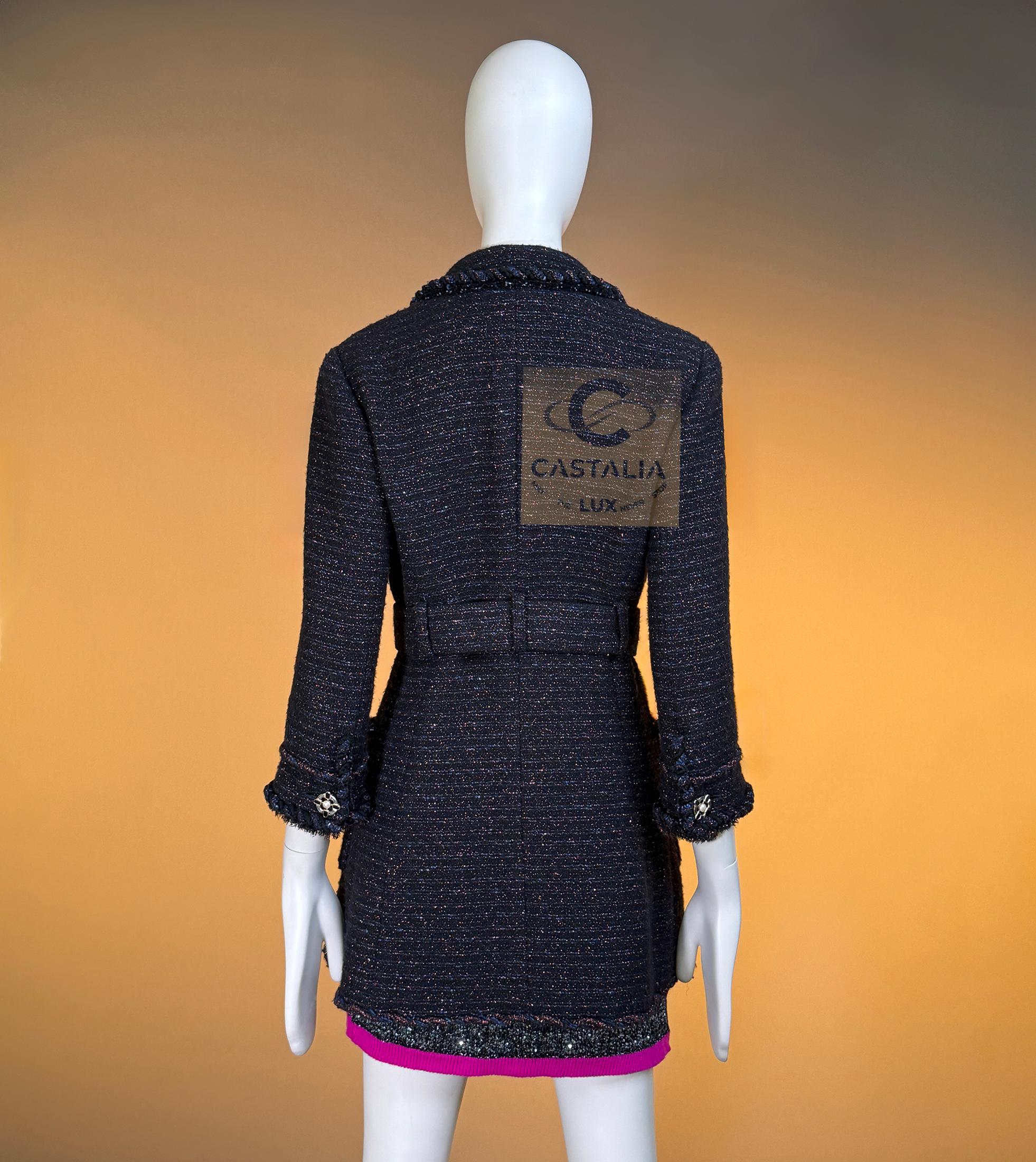 CHANEL Relic Paris / MONACO Chaqueta de tweed negra 36 FR en venta 8