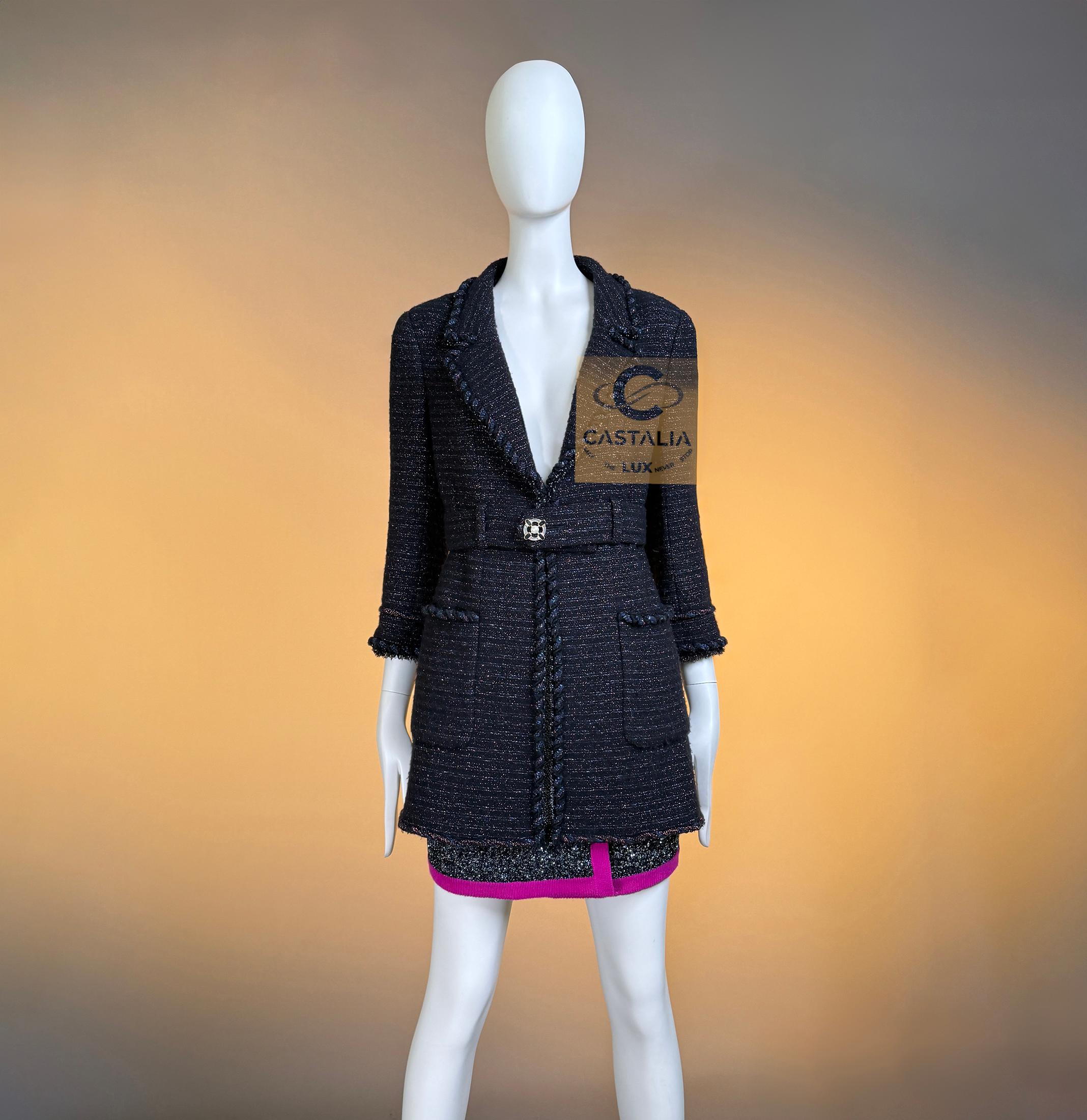 CHANEL Relic Paris / MONACO Chaqueta de tweed negra 36 FR Negro en venta