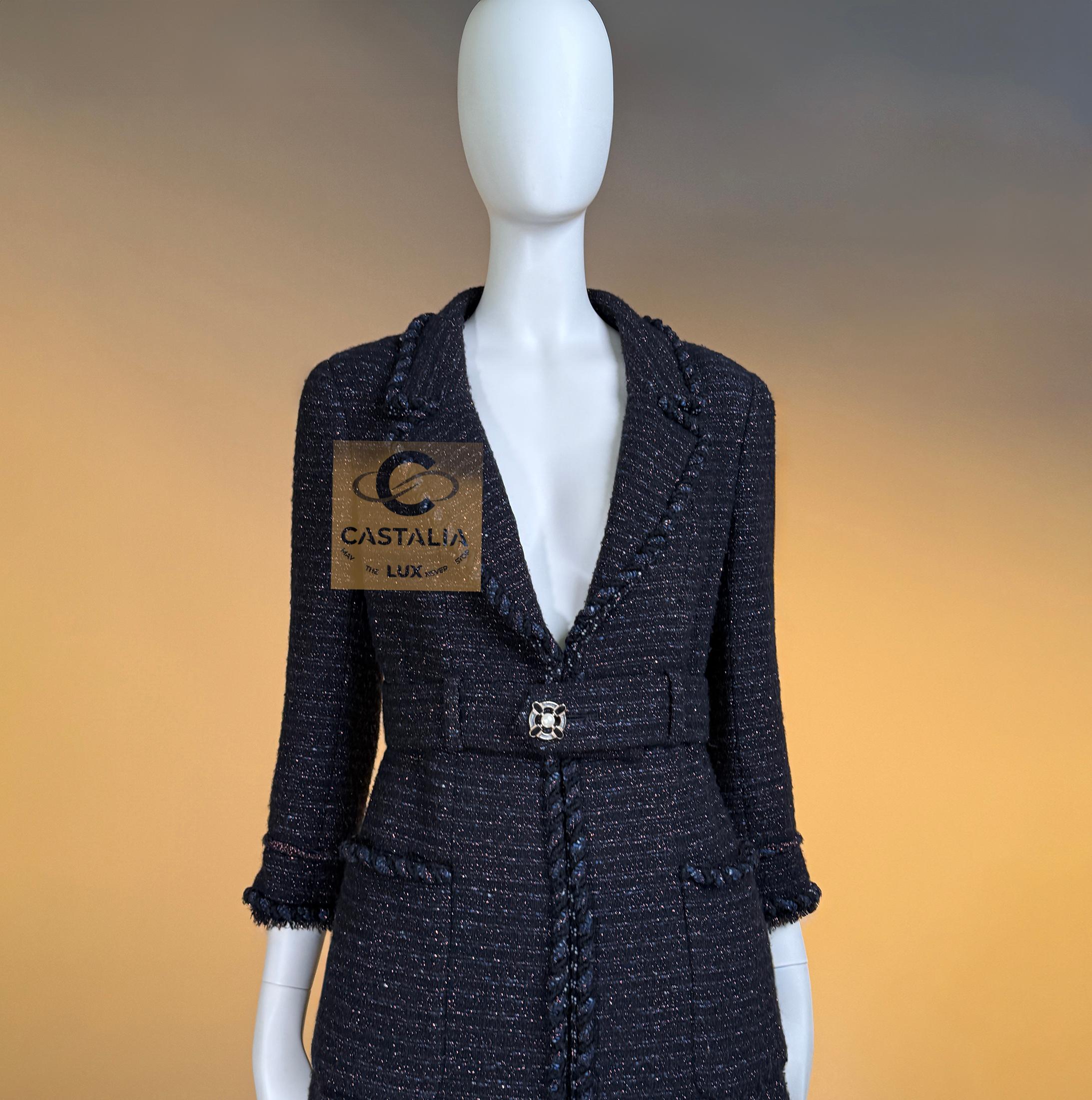 Femenino o masculino CHANEL Relic Paris / MONACO Chaqueta de tweed negra 36 FR en venta