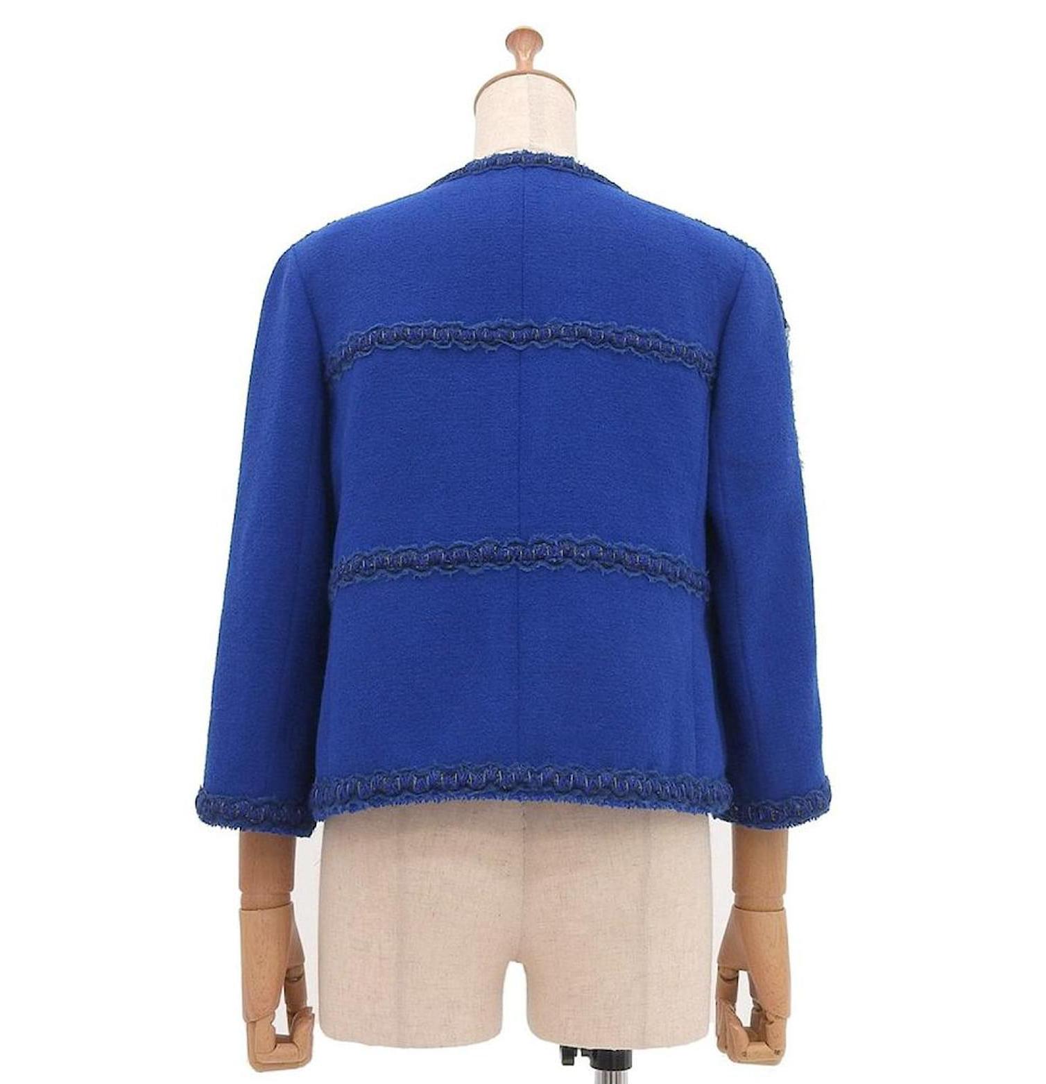 Femenino o masculino CHANEL Relic París / Mónaco Chaqueta de tweed azul real 36 FR en venta