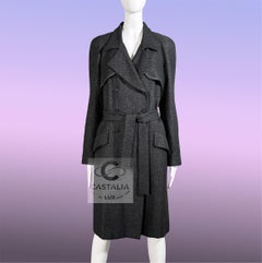 CHANEL Reliquary CC Gripoix Buttons Black Tweed Trench 38 FR