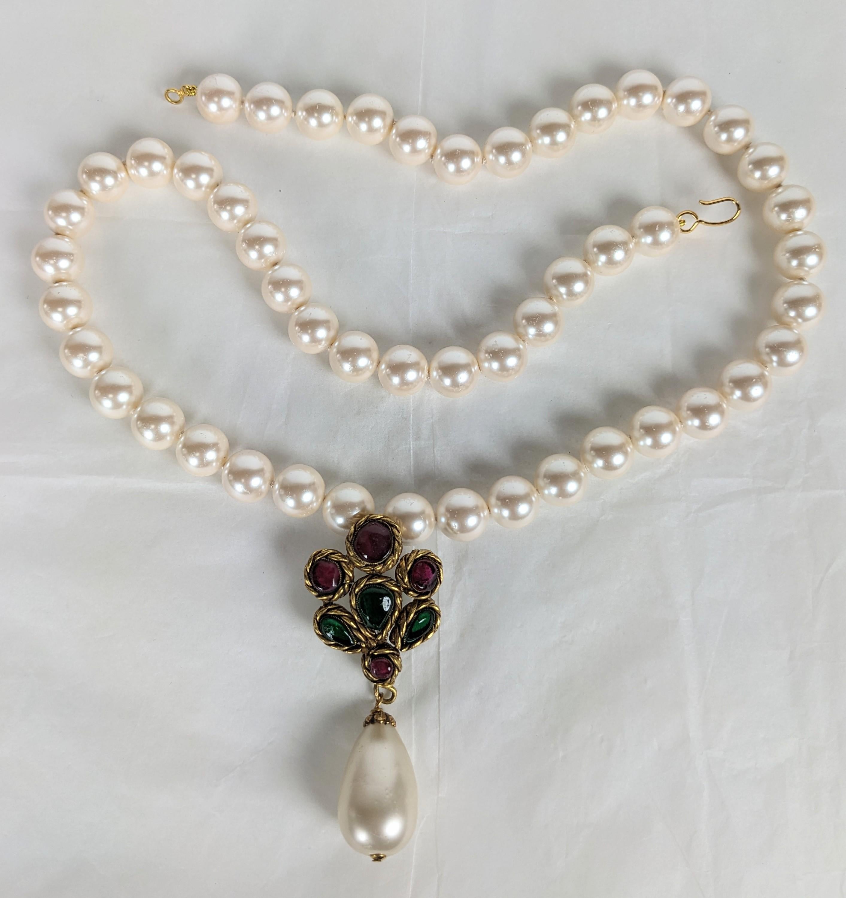 Artisan Chanel Renaissance Revival Pearl Pendant, Maison Gripoix For Sale