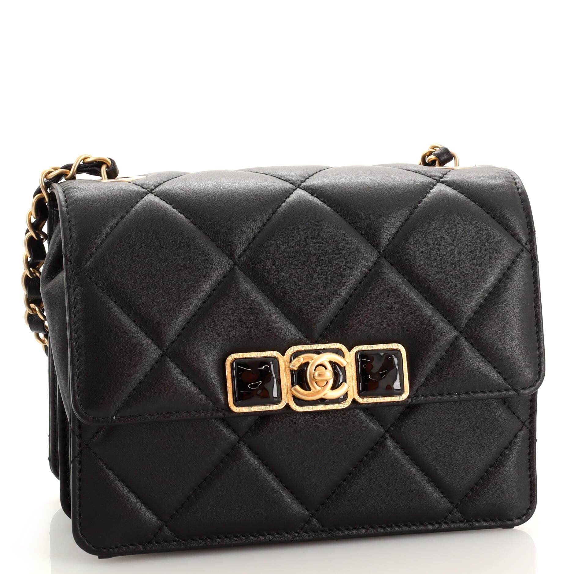 Chanel Resin CC Flap Bag Quilted Calfskin Mini In Good Condition In NY, NY