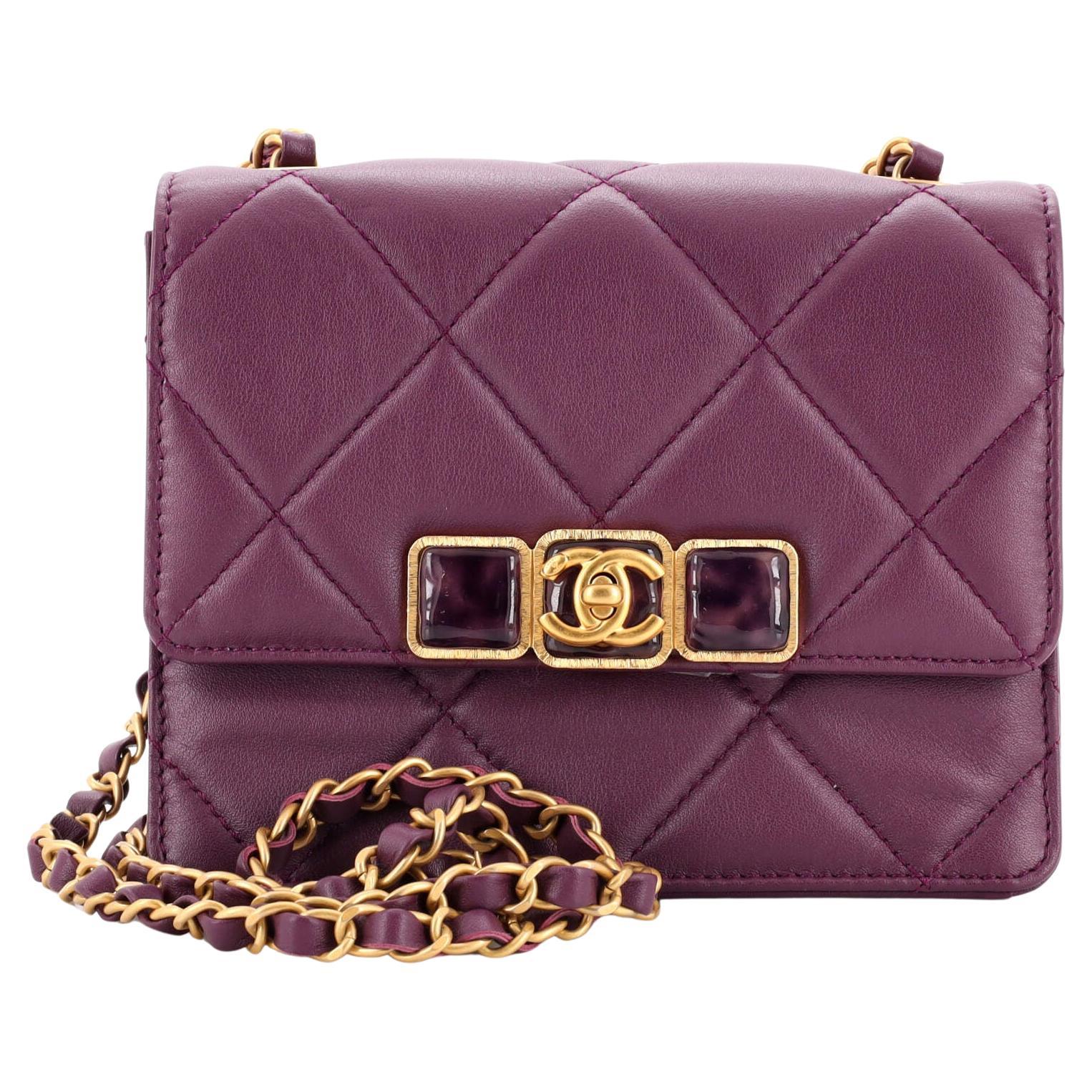 Chanel Resin CC Flap Bag Quilted Calfskin Mini For Sale