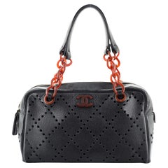 Chanel Resin Chain Bowler Bag Perforated Caviar Medium