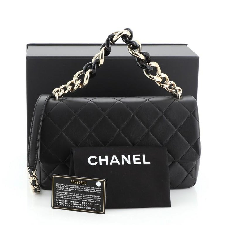 Chanel Elegant Resin Double Chain Flap Bag Quilted Lambskin Large at 1stDibs