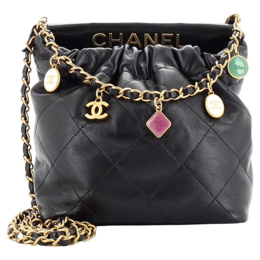 Chanel Resin Charms Chain Bucket Bag Quilted Lambskin Small