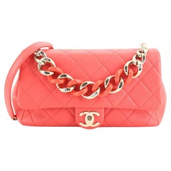 Chanel Resin Elegant Chain Flap Bag Quilted Lambskin Large