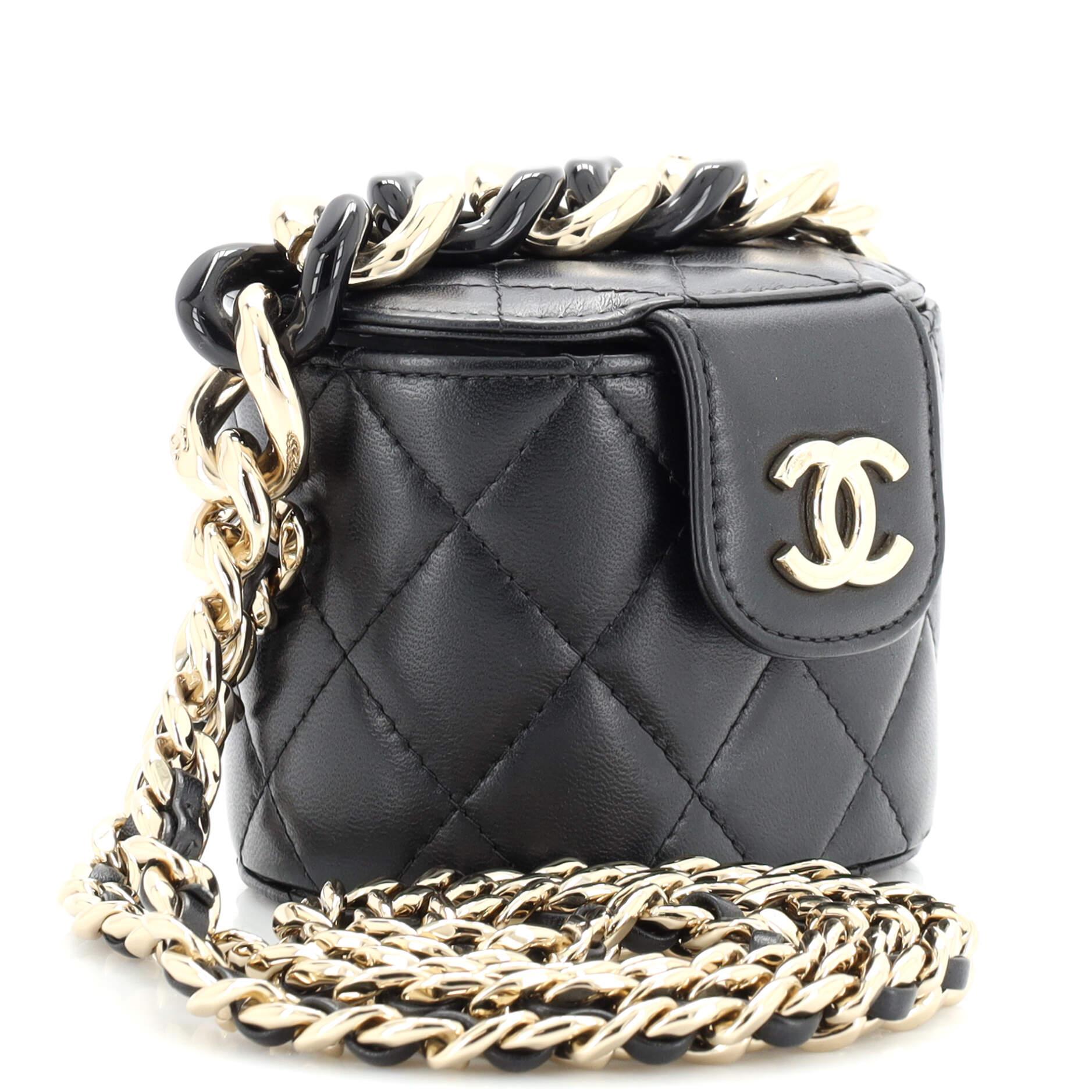 Chanel Resin Elegant Chain Tubular Vanity Case Quilted Lambskin Mini In Good Condition In NY, NY