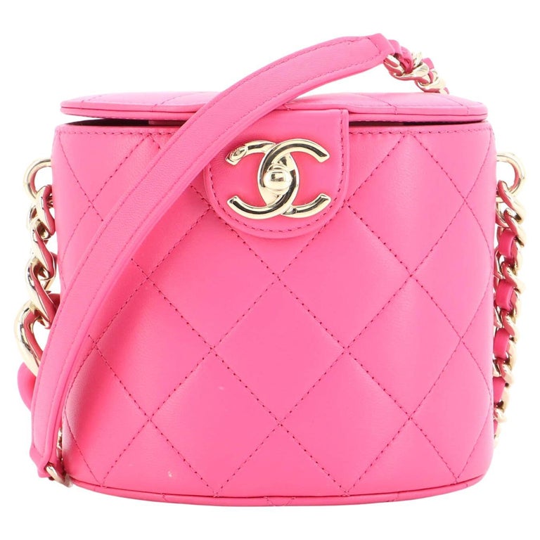 Chanel Pink Medium Caviar Quilted Stripe Vanity Case For Sale at 1stDibs