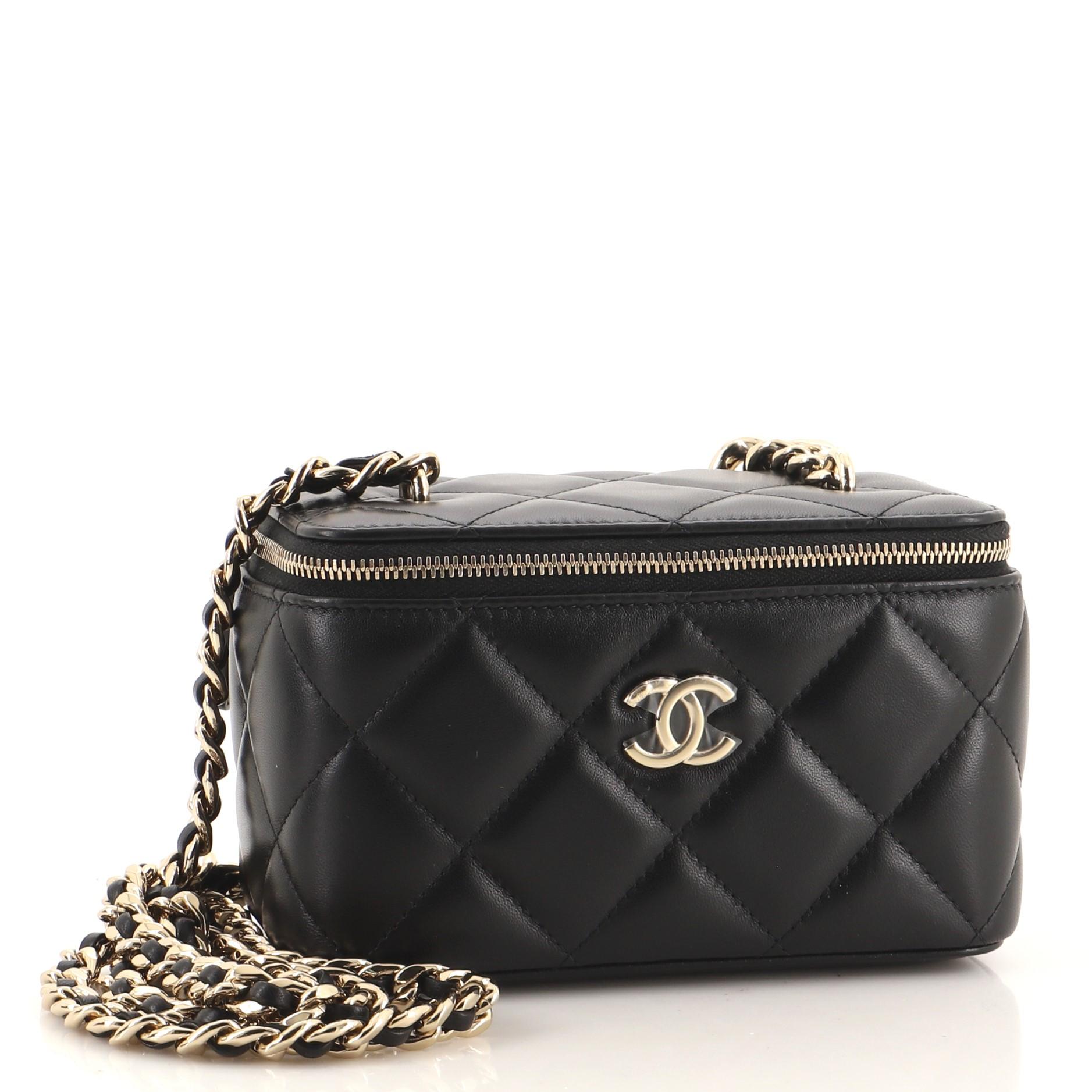 Chanel Resin Elegant Chain Vanity Case Quilted Lambskin Small In Good Condition In NY, NY