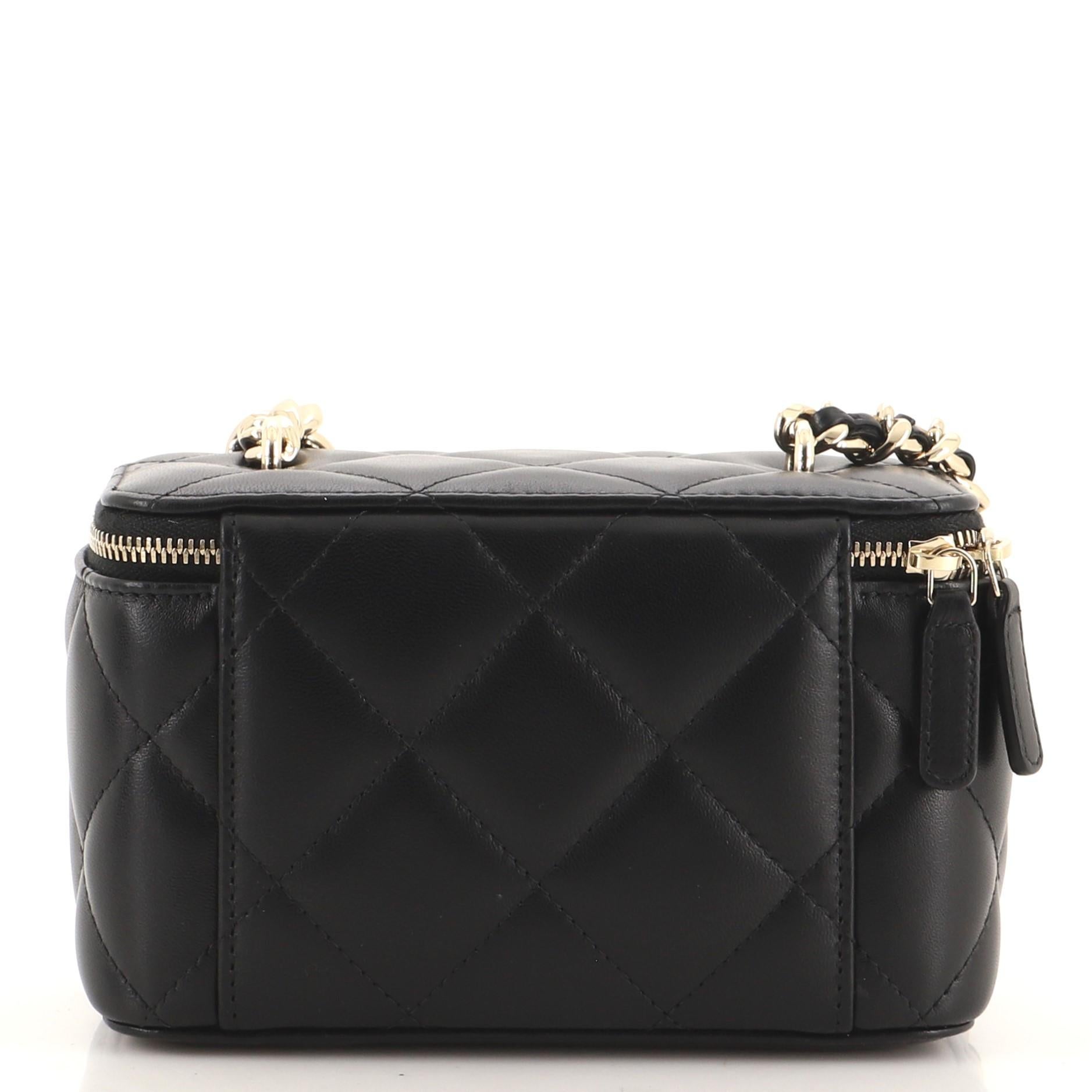 Women's or Men's Chanel Resin Elegant Chain Vanity Case Quilted Lambskin Small
