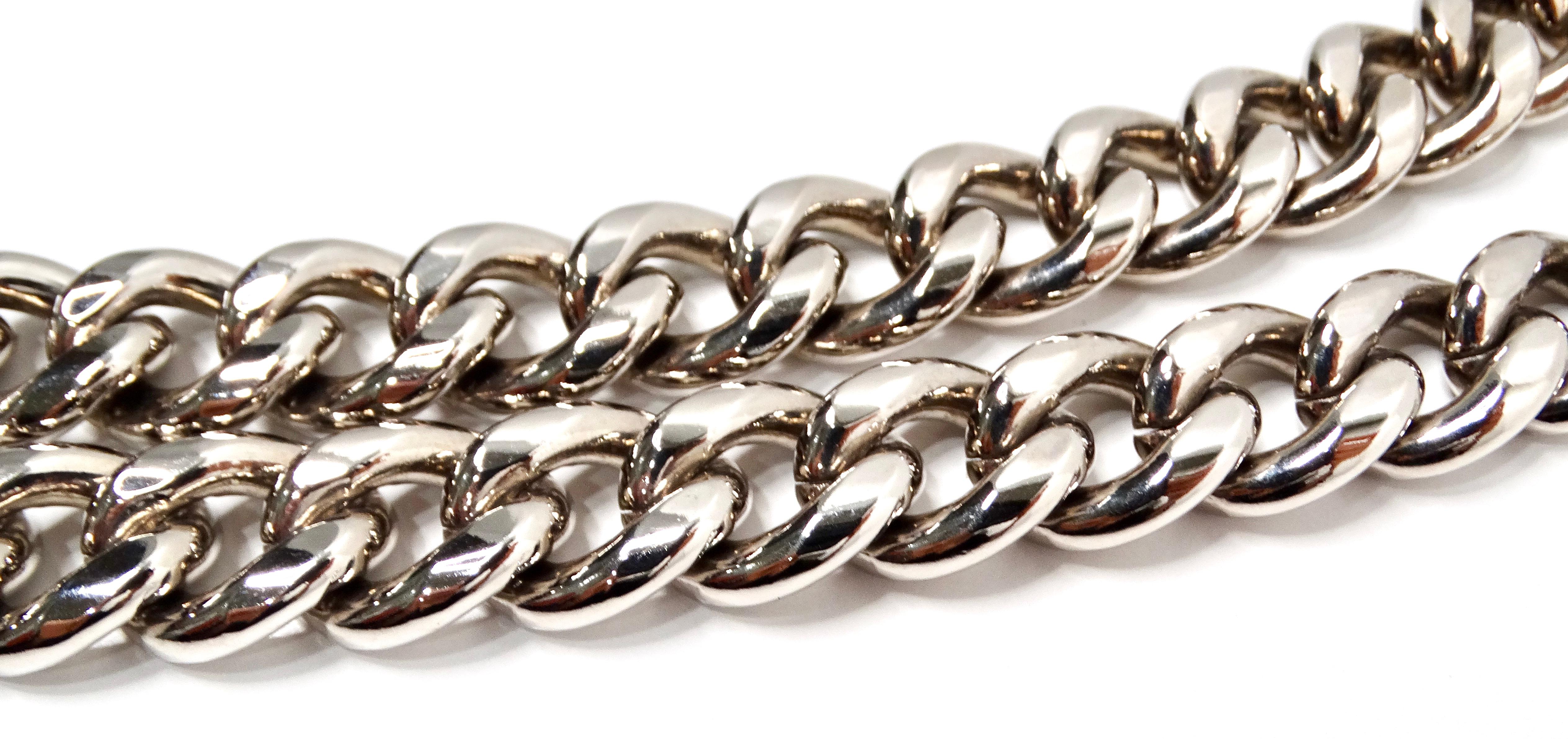 Chanel Resin Interlocking CC Padlock Silver-Tone Chainlink Necklace 2014 For Sale 3