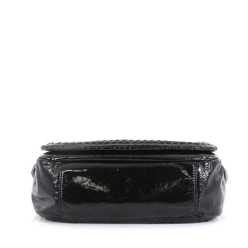 Black Chanel Resin Modern Chain Flap Bag Quilted Crinkled Patent Medium
