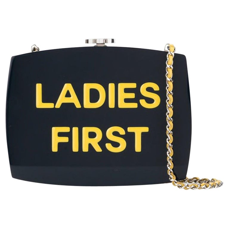 Chanel Resin Navy Yellow CC Box Evening Clutch Shoulder Bag For Sale