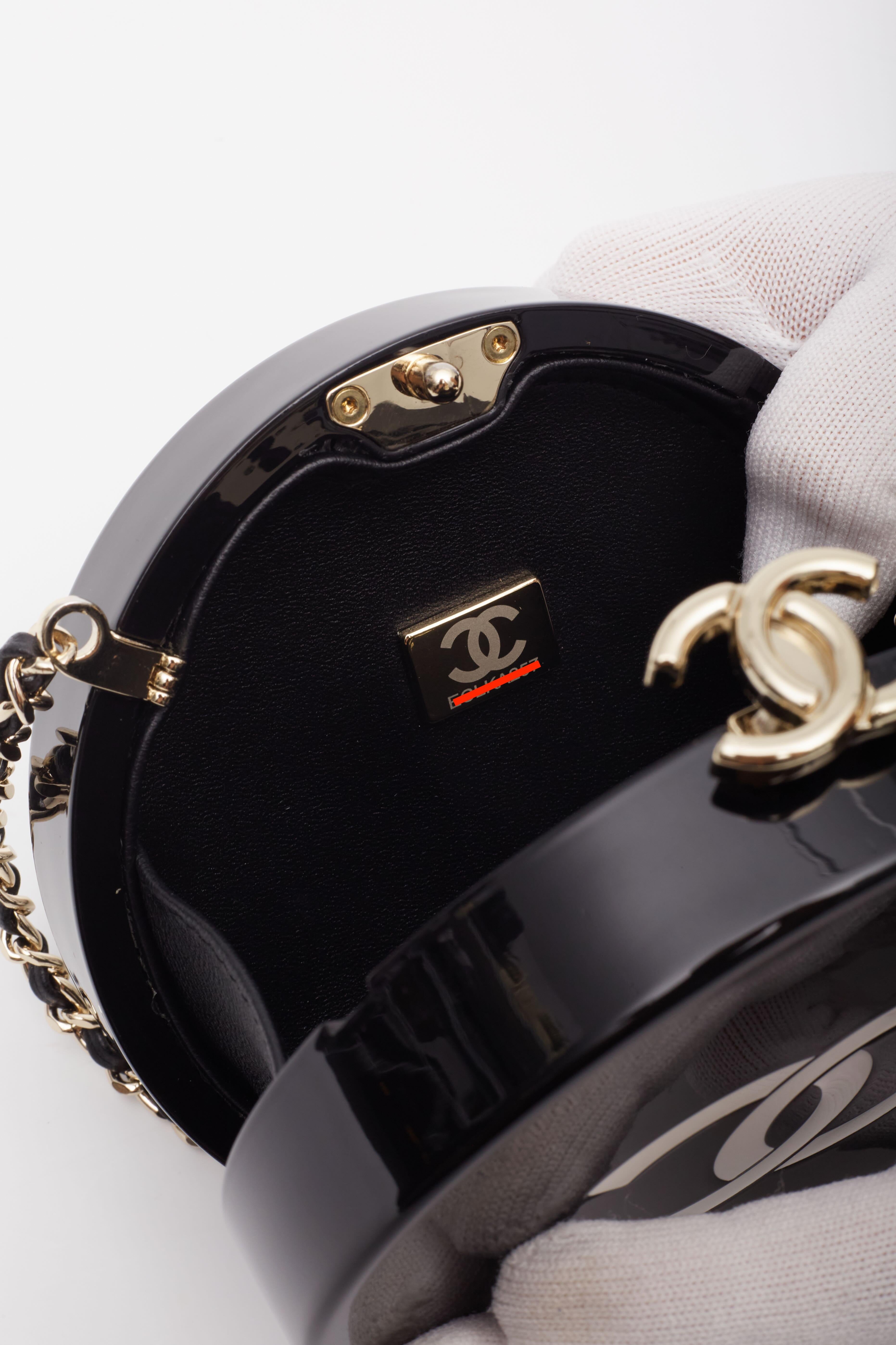 Chanel Resin Plexi Black White CC Camellia Minaudiere Clutch 7