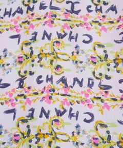 Chanel Resort 1994 Logo Floral Silk XL Scarf Shawl