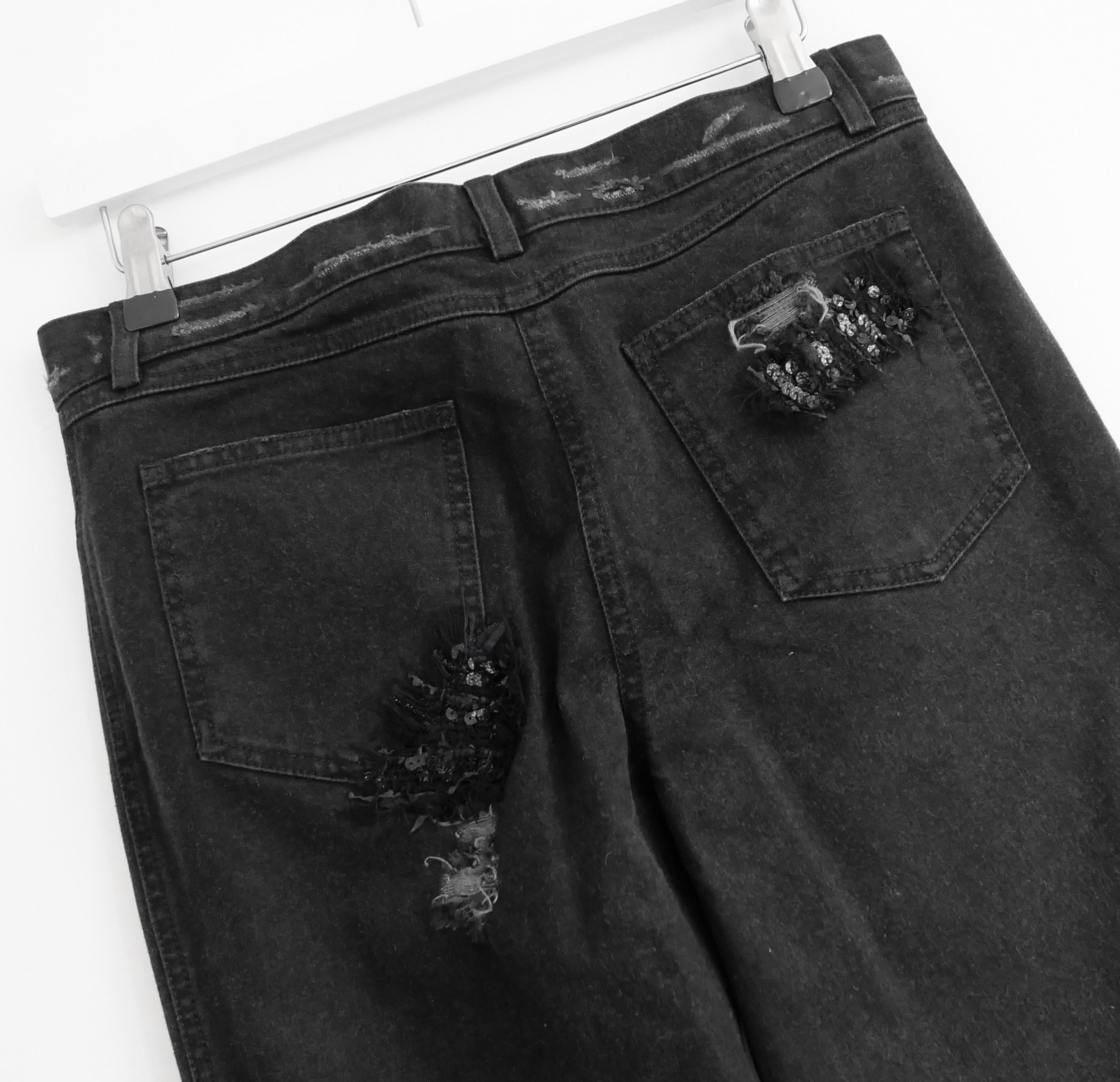 Chanel Resort 2006 06C Sequin Distressed Patchwork Jeans In Excellent Condition For Sale In London, GB