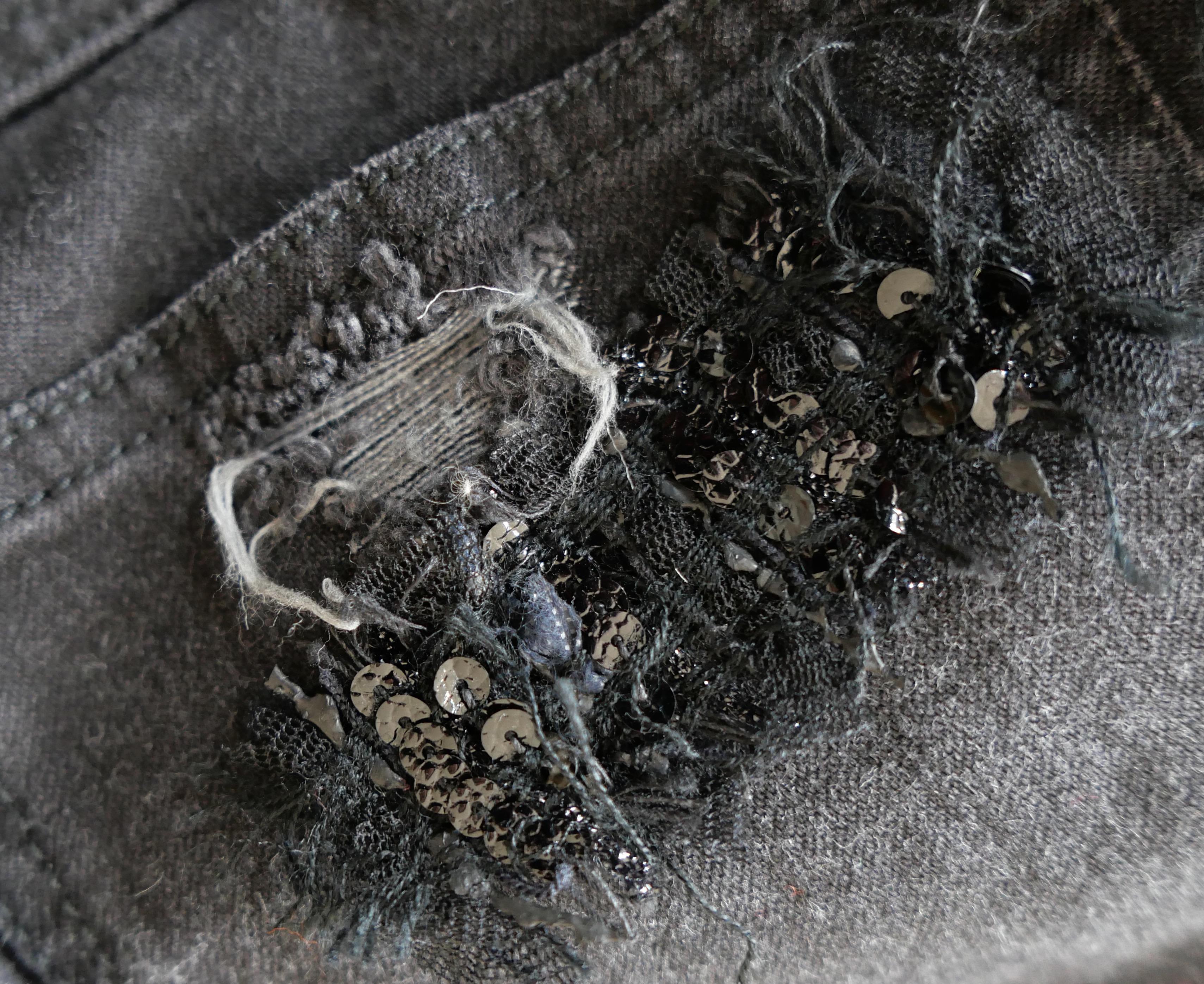 Chanel Resort 2006 06C Sequin Distressed Patchwork Jeans For Sale 1