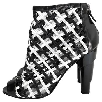 Chanel Resort 2009 Black 
Silver Lattice Ankle Boots